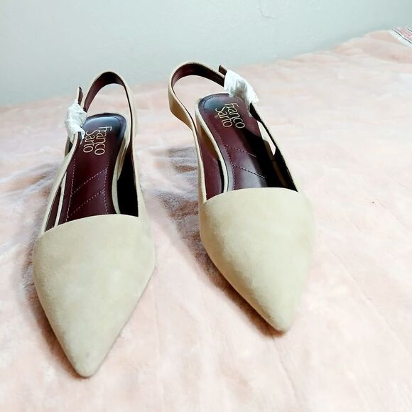 Franco Sarto Tan Slingback Heels with Pointed Toe - Picture 3 of 6